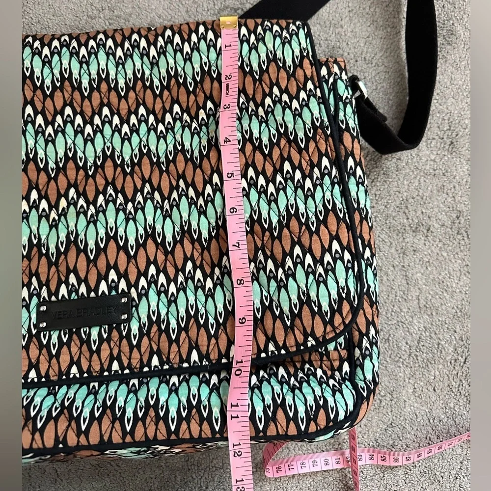 Vera Bradley Laptop Messenger Bag in Sierra Stream Teal and Brown
